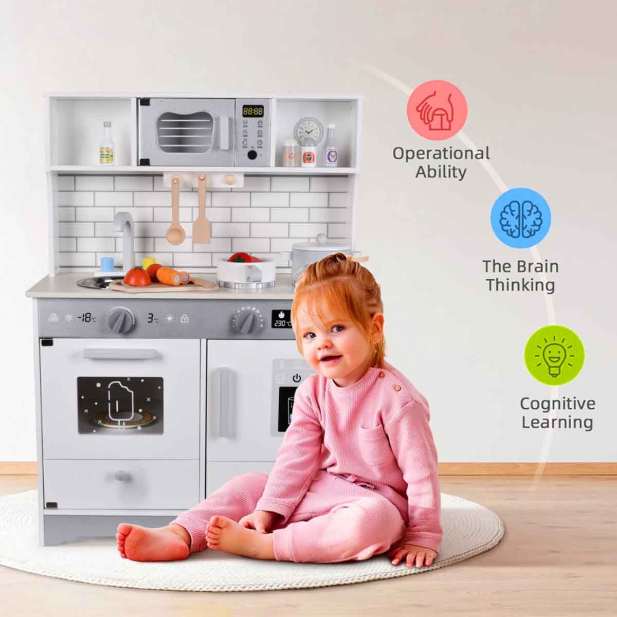 Little Story Wooden Kitchen with Accessories Playset Unisex, 3-4 Years