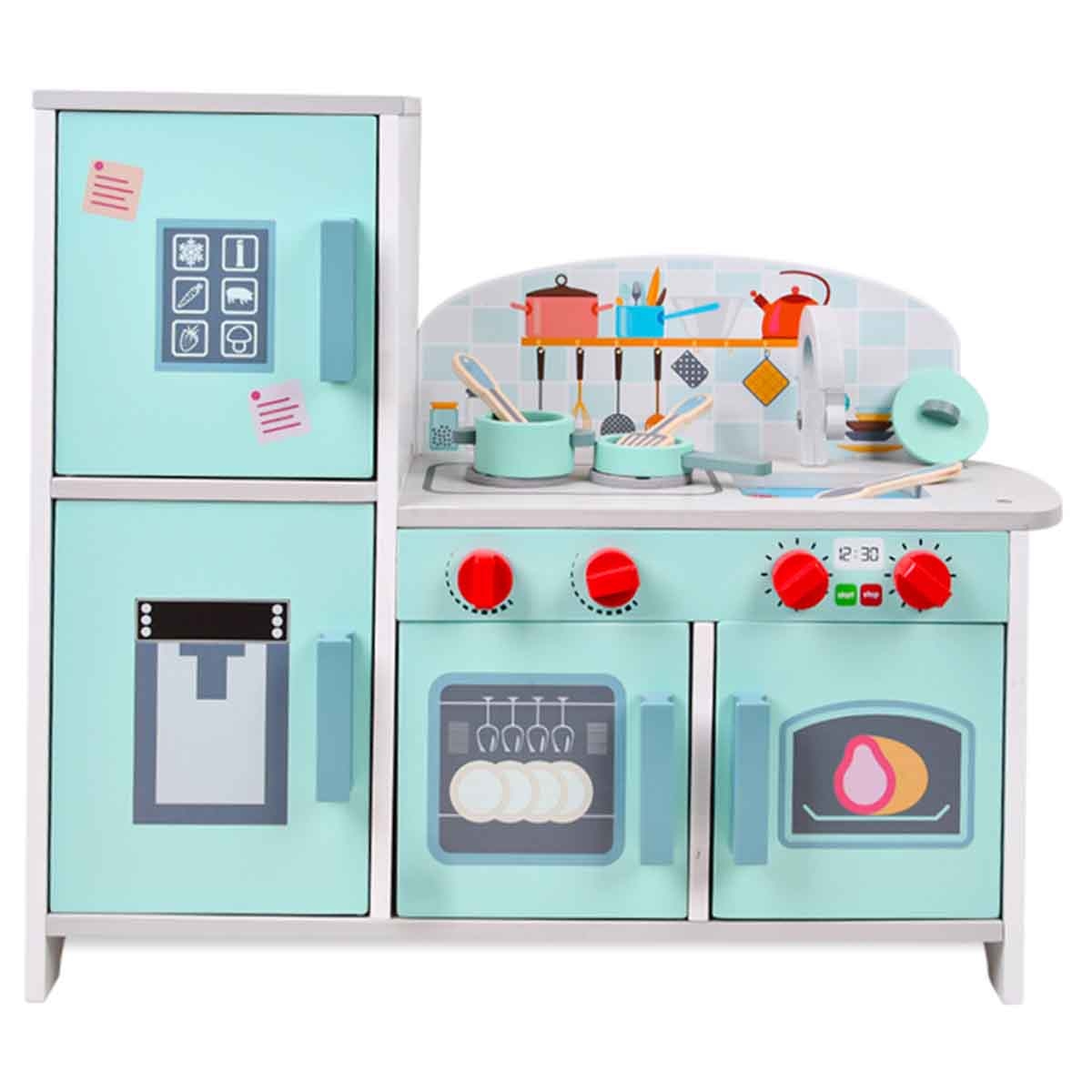 Little Story Wooden Kitchen with Refrigerator & Accessories Playset Unisex, 3-4 Years
