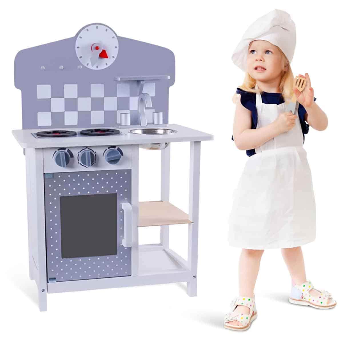 Little Story Wooden Kitchen with Wall Clock Playset Unisex, 3-4 Years