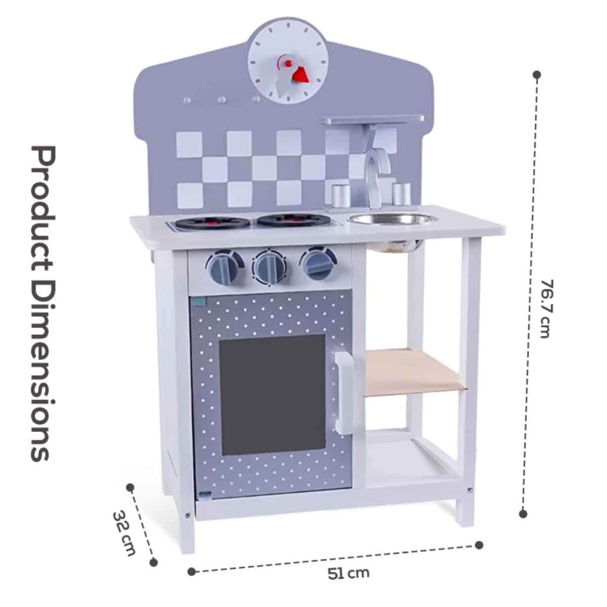 Little Story Wooden Kitchen with Wall Clock Playset Unisex, 3-4 Years