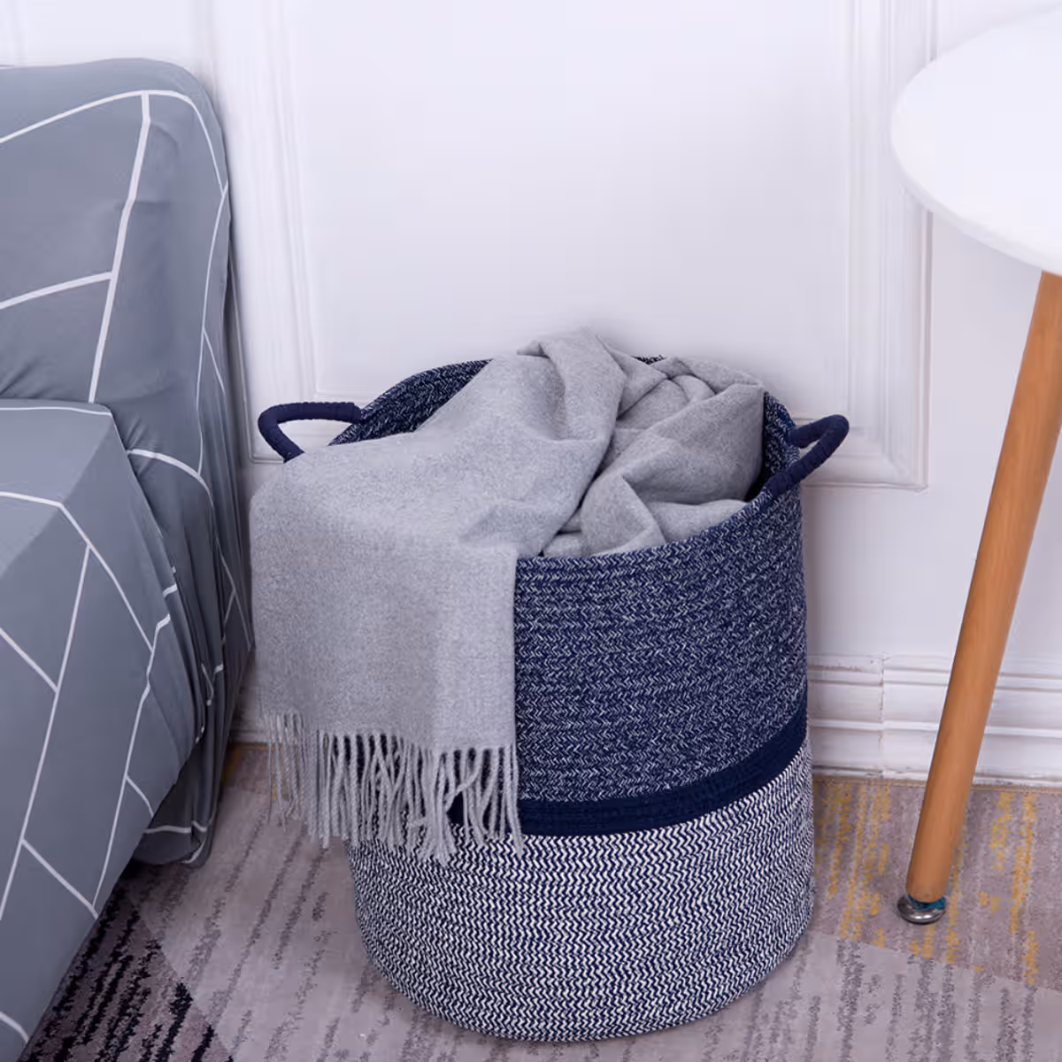 Little Story XL Blue Cotton Rope Diaper Caddy Toddler