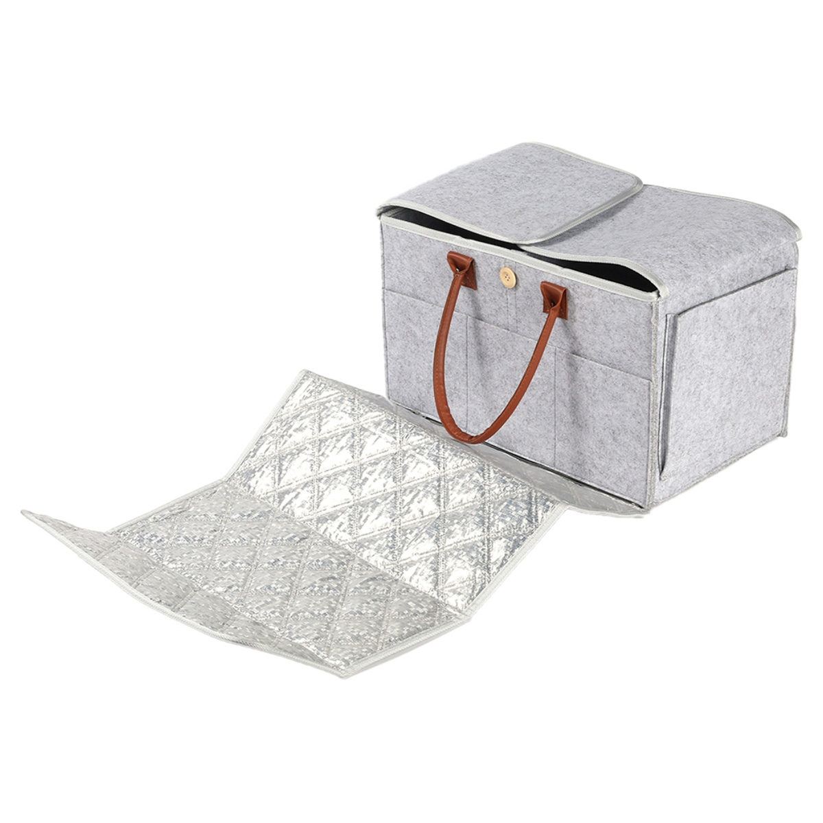 Little Story XL Grey 2-in-1 Diaper Caddy with Mat Toddler