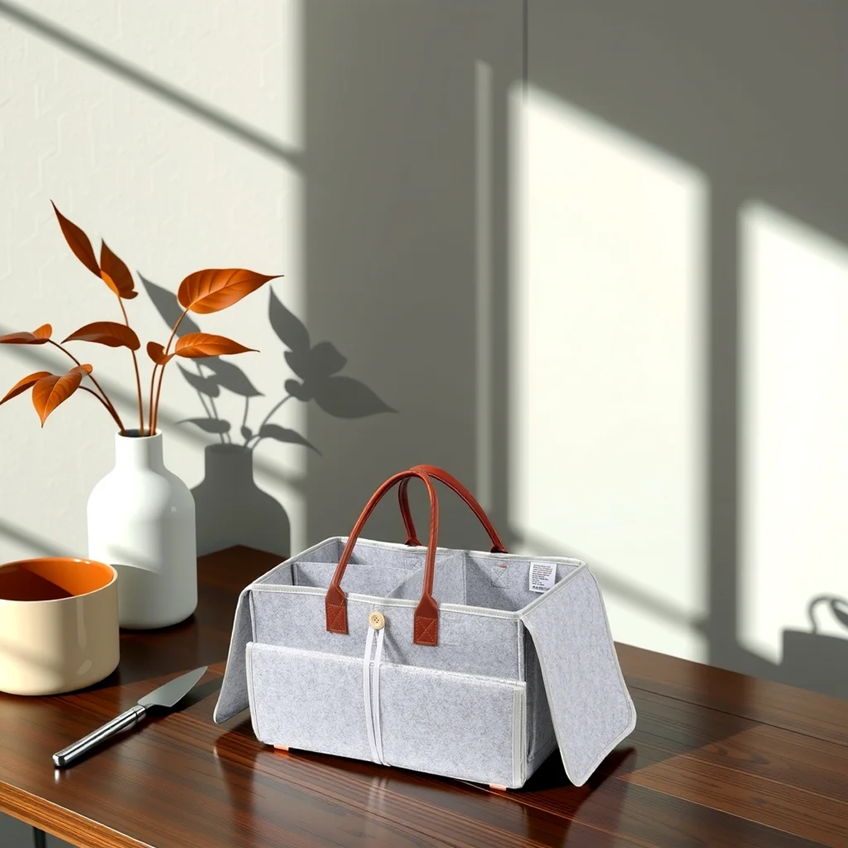 Little Story XL Grey 2-in-1 Diaper Caddy with Mat Toddler