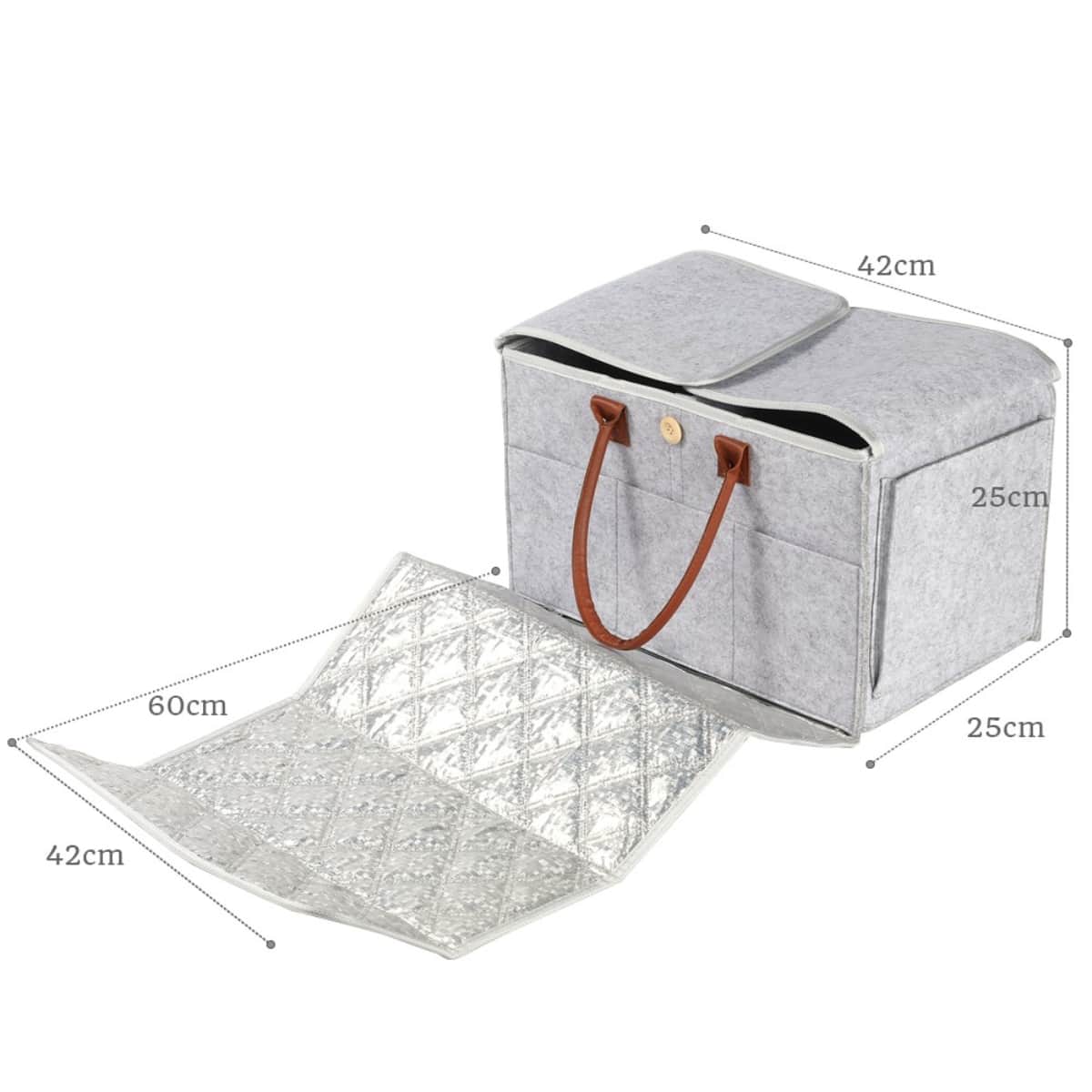 Little Story XL Grey 2-in-1 Diaper Caddy with Mat Toddler
