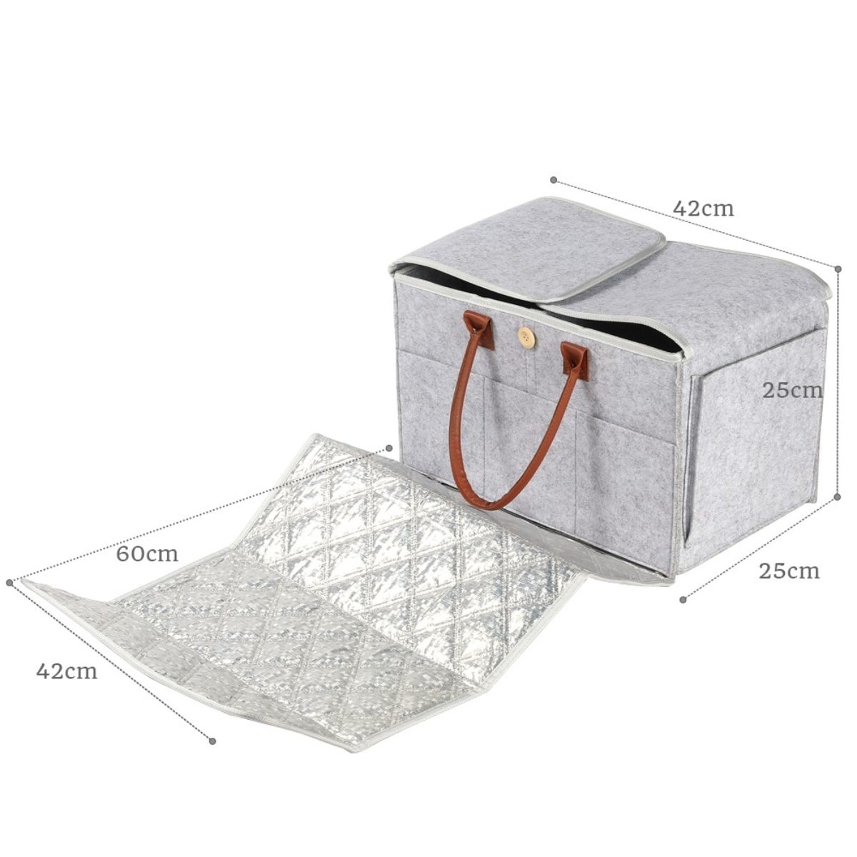 Little Story XL Grey 2-in-1 Diaper Caddy with Mat Toddler