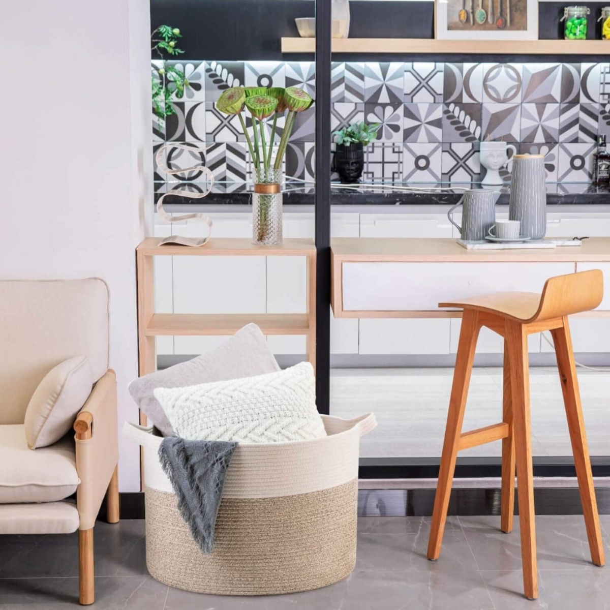 ليتل ستوري منظم حفاضات بحبل قطني عاجي مقاس XL للرضع