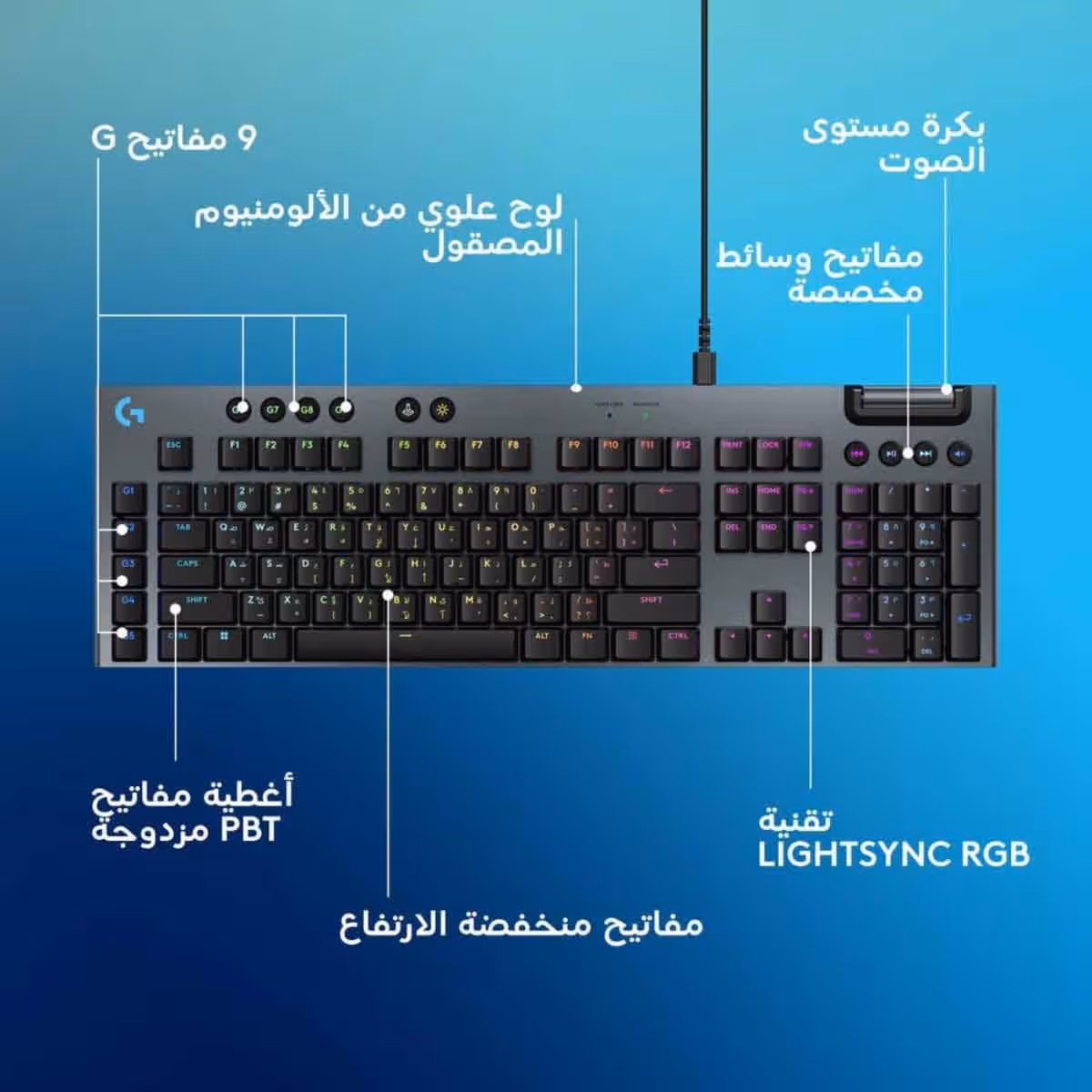 لوجيتك لوحة مفاتيح ألعاب سلكية جي915