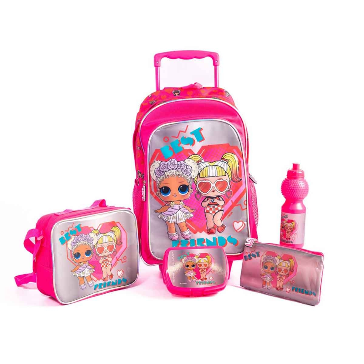 Lol Surprise 5-in-1 School Trolley Set with Lunch Bag, Pencil Case, Water Bottle & Lunch Box