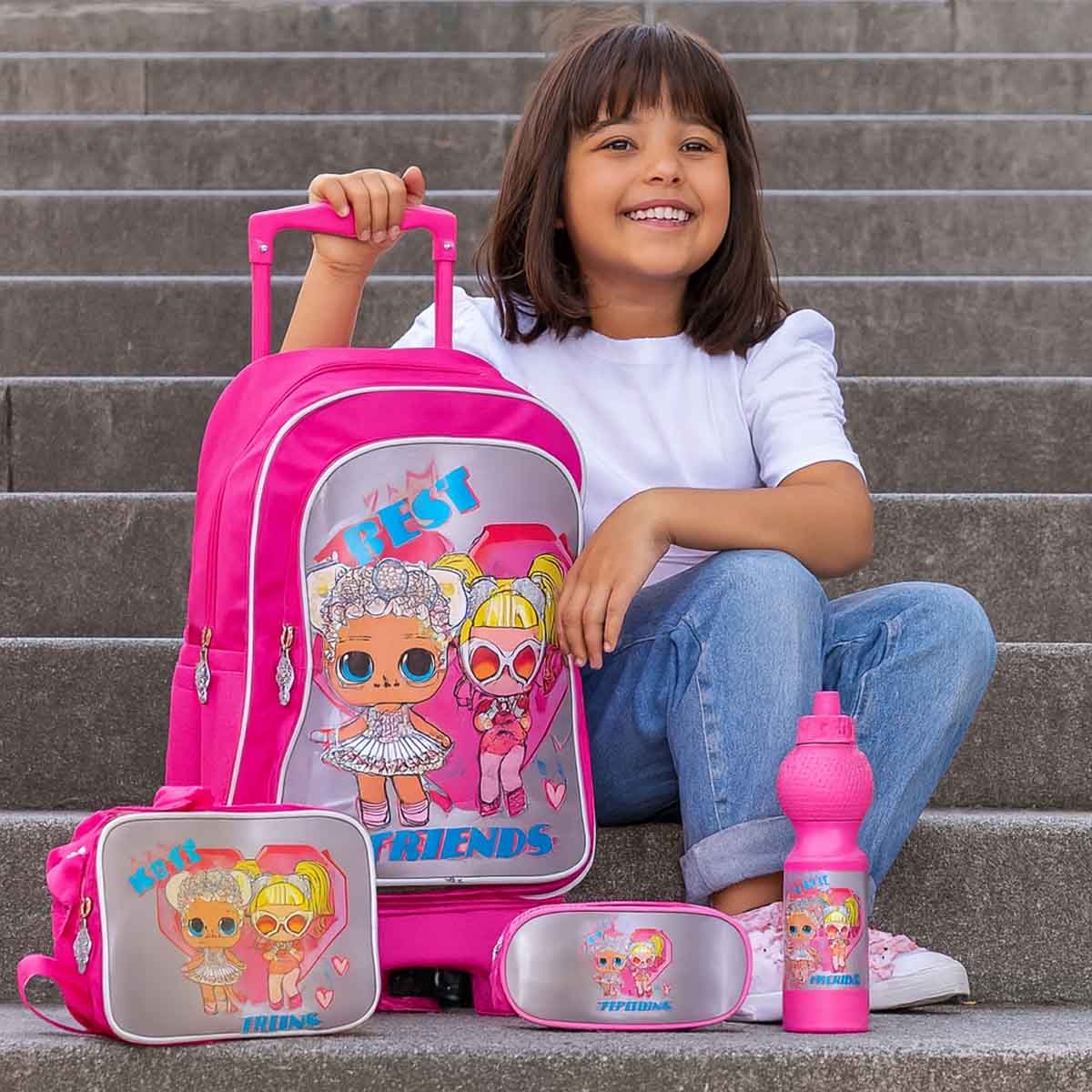 Lol Surprise 5-in-1 School Trolley Set with Lunch Bag, Pencil Case, Water Bottle & Lunch Box