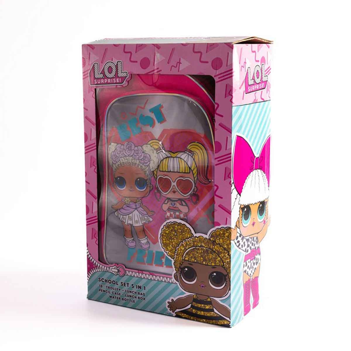 Lol Surprise 5-in-1 School Trolley Set with Lunch Bag, Pencil Case, Water Bottle & Lunch Box