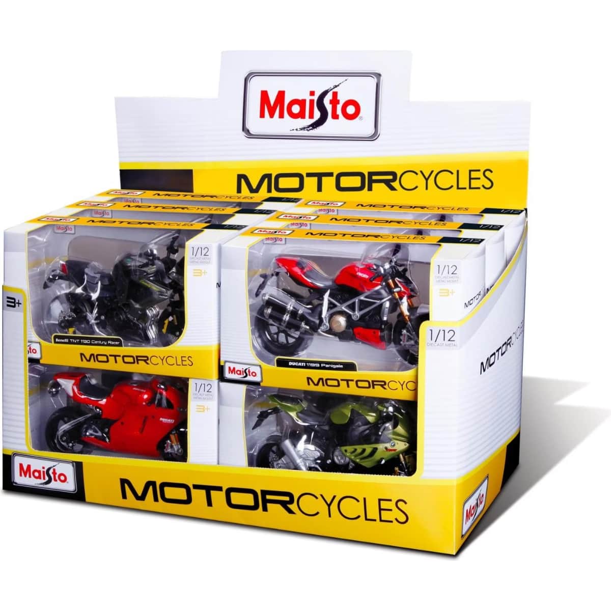 Maisto 1:12 Scale Assorted Designs Diecast Motorcycle Boys, 3-4 Years