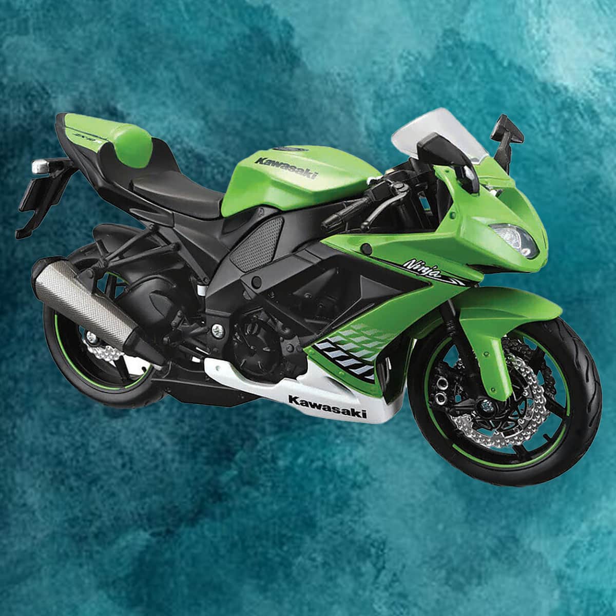 مايستو دراجة نارية كاواساكي نينجا ZX-10R مصبوبة معدنية بمقياس 1:12 مع حامل للأولاد، 3-4 سنوات