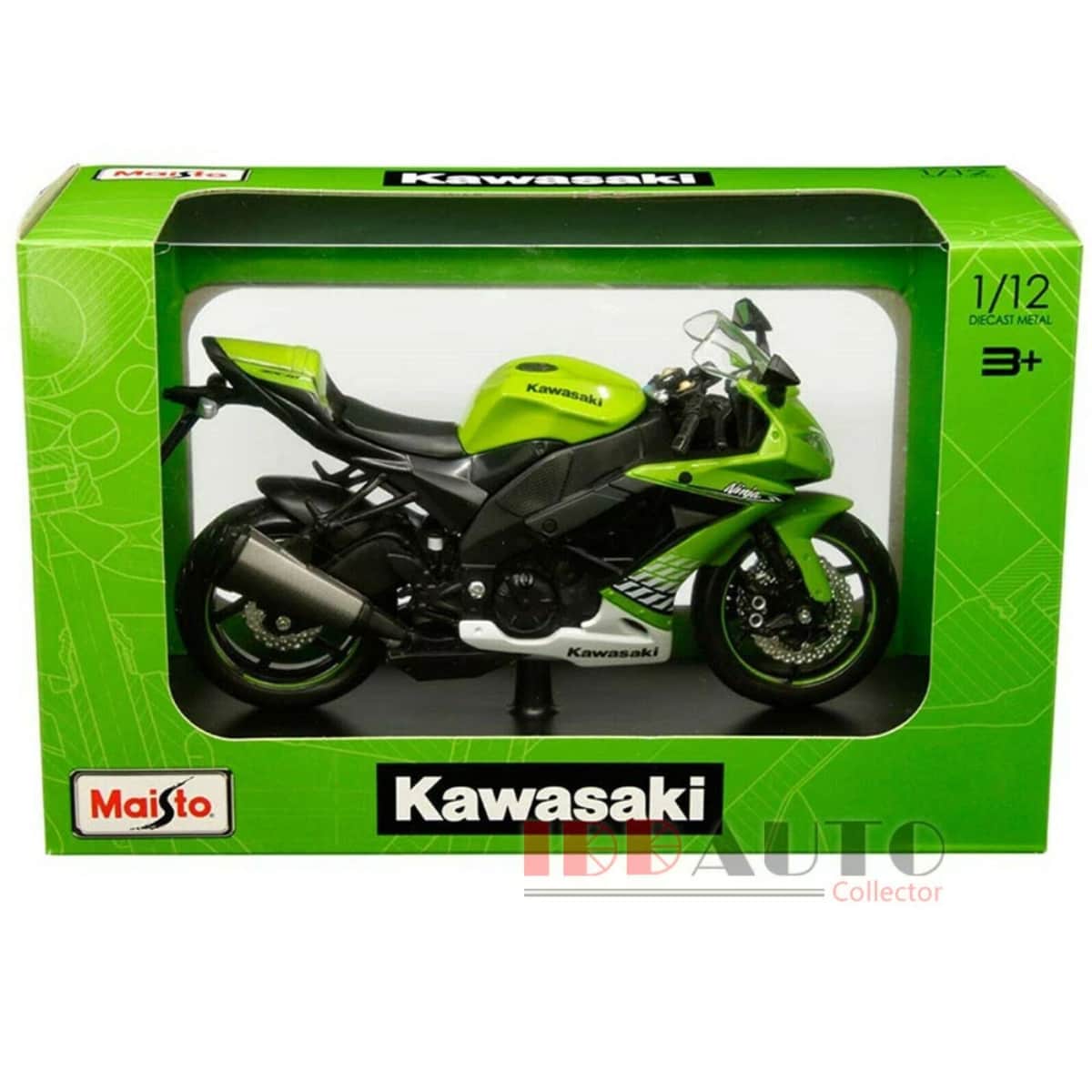 مايستو دراجة نارية كاواساكي نينجا ZX-10R مصبوبة معدنية بمقياس 1:12 مع حامل للأولاد، 3-4 سنوات
