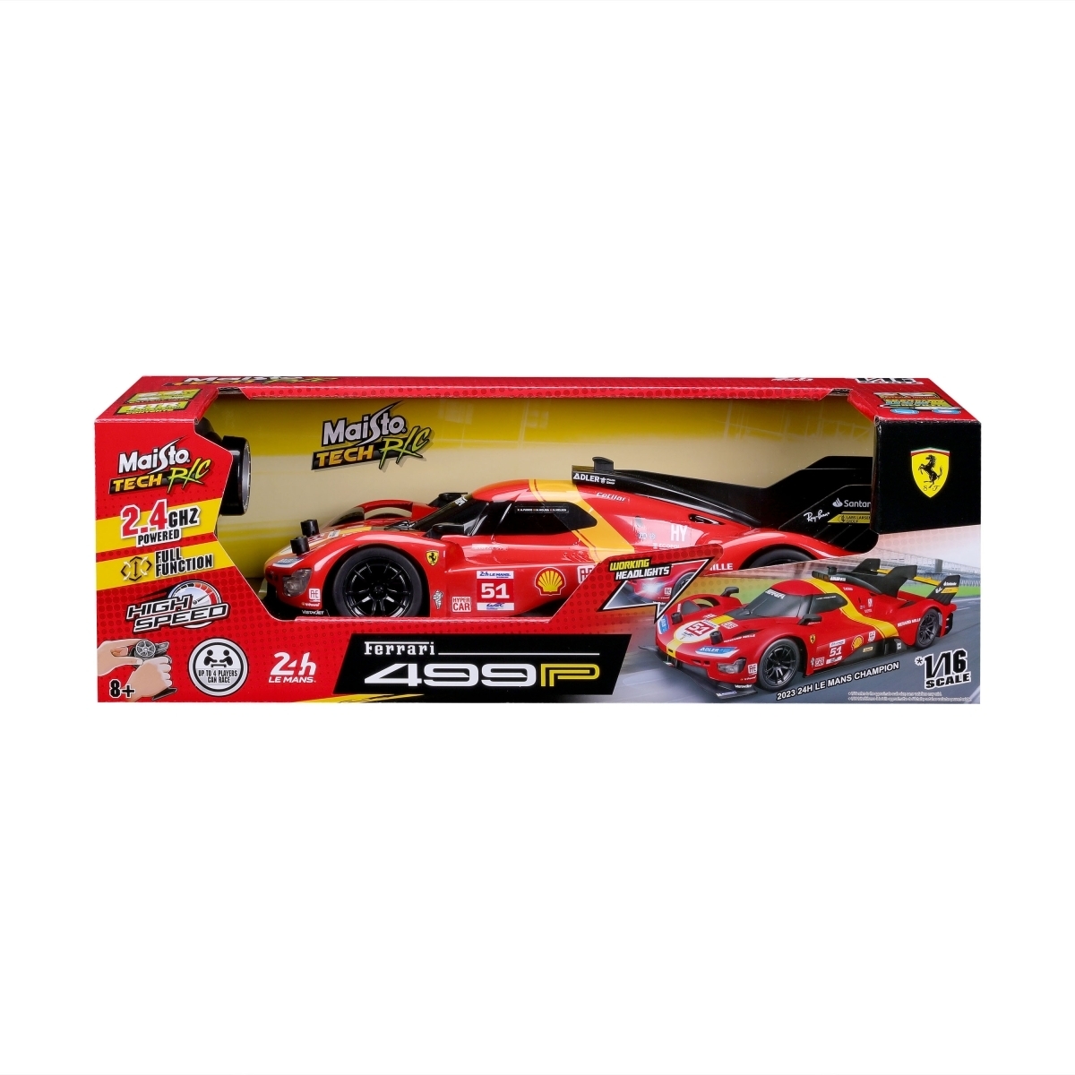 Maisto 1:16 Ferrari 499p Lmh 2023 24h Le Mans Champion Remote Control Diecast Car Unisex, 5-7 Years