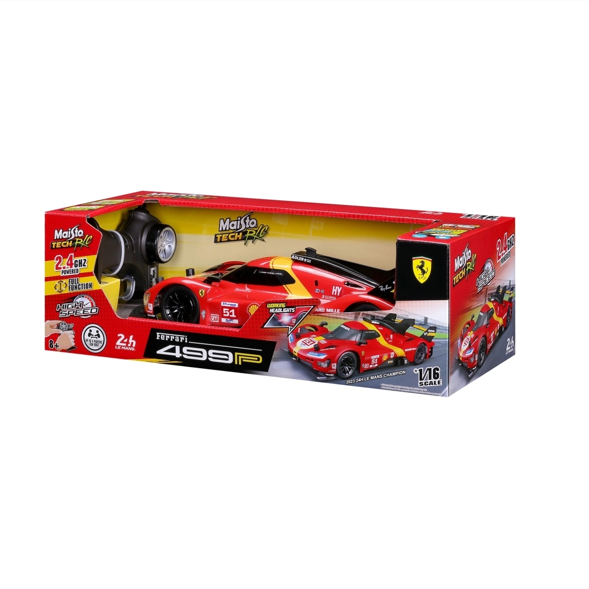 Maisto 1:16 Ferrari 499p Lmh 2023 24h Le Mans Champion Remote Control Diecast Car Unisex, 5-7 Years