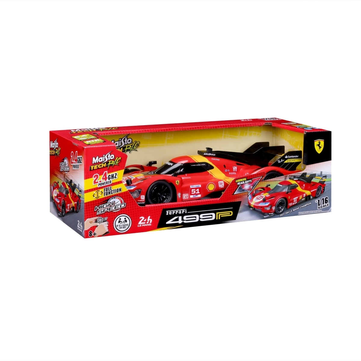 Maisto 1:16 Ferrari 499p Lmh 2023 24h Le Mans Champion Remote Control Diecast Car Unisex, 5-7 Years