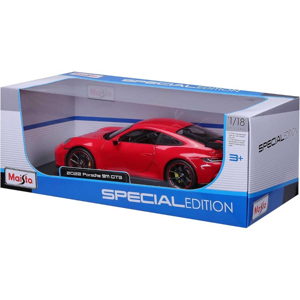 مايستو سيارة بورشه 911 GT3 2022 معدن مصبوب بمقياس 1:18 للجنسين، 8-10 سنوات