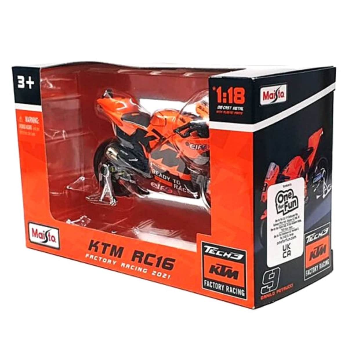 مايستو دراجة نارية KTM RC16 تيك 3 2021 بمقياس 1:18 مصبوبة معدنية للأولاد، 3-4 سنوات