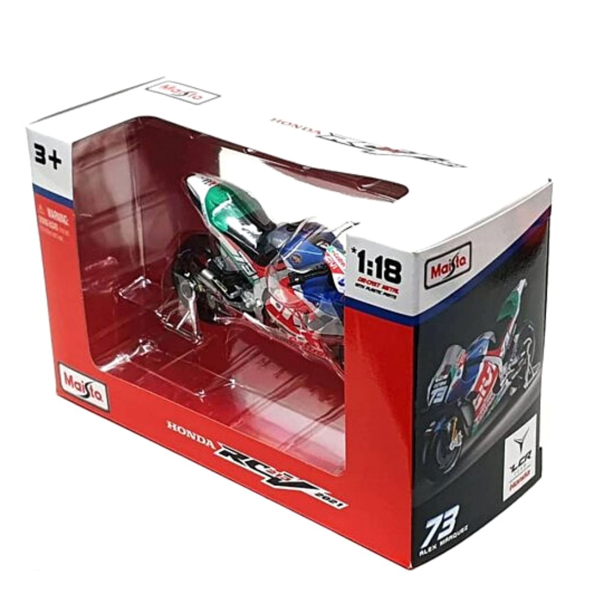 مايستو دراجة نارية هوندا LCR RC213V 2021 بمقياس 1:18 مصبوبة معدنية للأولاد، 3-4 سنوات
