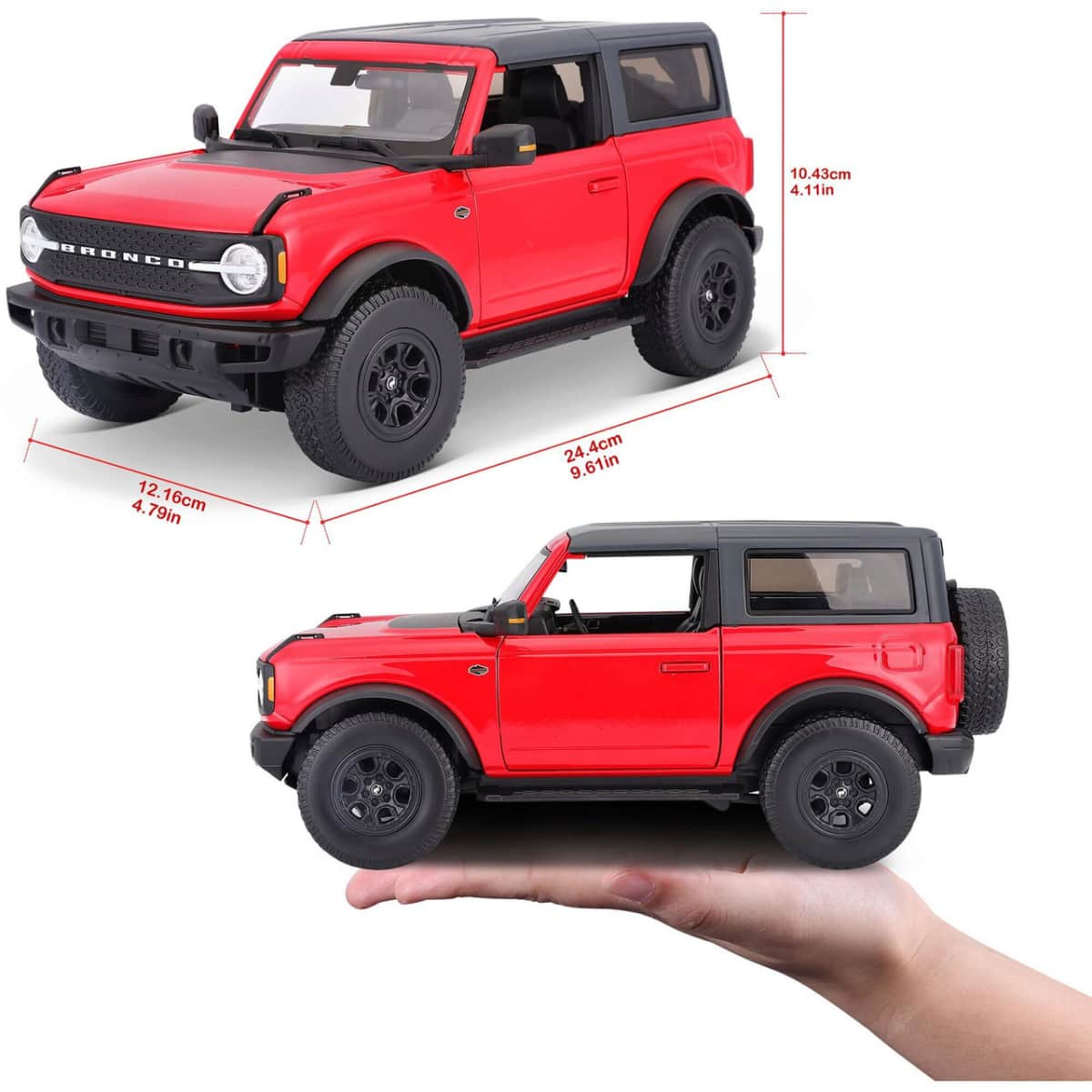 Maisto 1:18 Scale Black Ford Bronco Wildtrak Diecast Car Boys, 3-4 Years