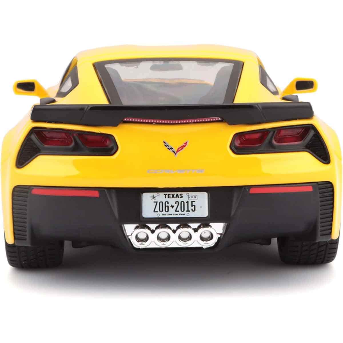 مايستو سيارة دايكاست كورفيت Z06 2015 صفراء بمقياس 1:24 للأولاد، من عمر 3 إلى 4 سنوات
