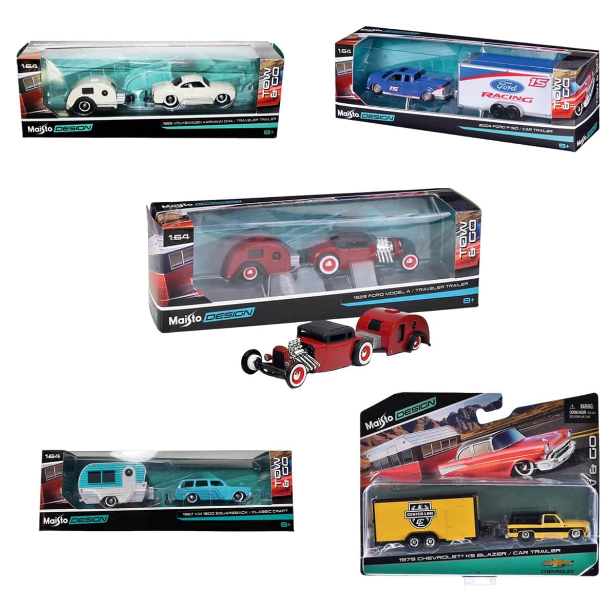 Maisto 1:64 Scale Design Tow & Go Assorted Diecast Car Trailer Boys, 8-10 Years