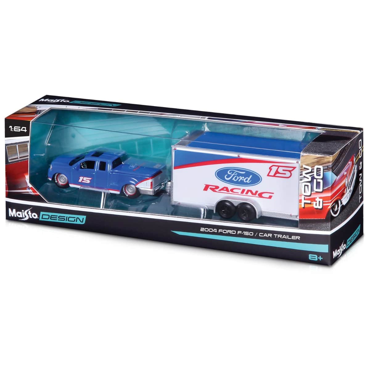 Maisto 1:64 Scale Design Tow & Go Assorted Diecast Car Trailer Boys, 8-10 Years