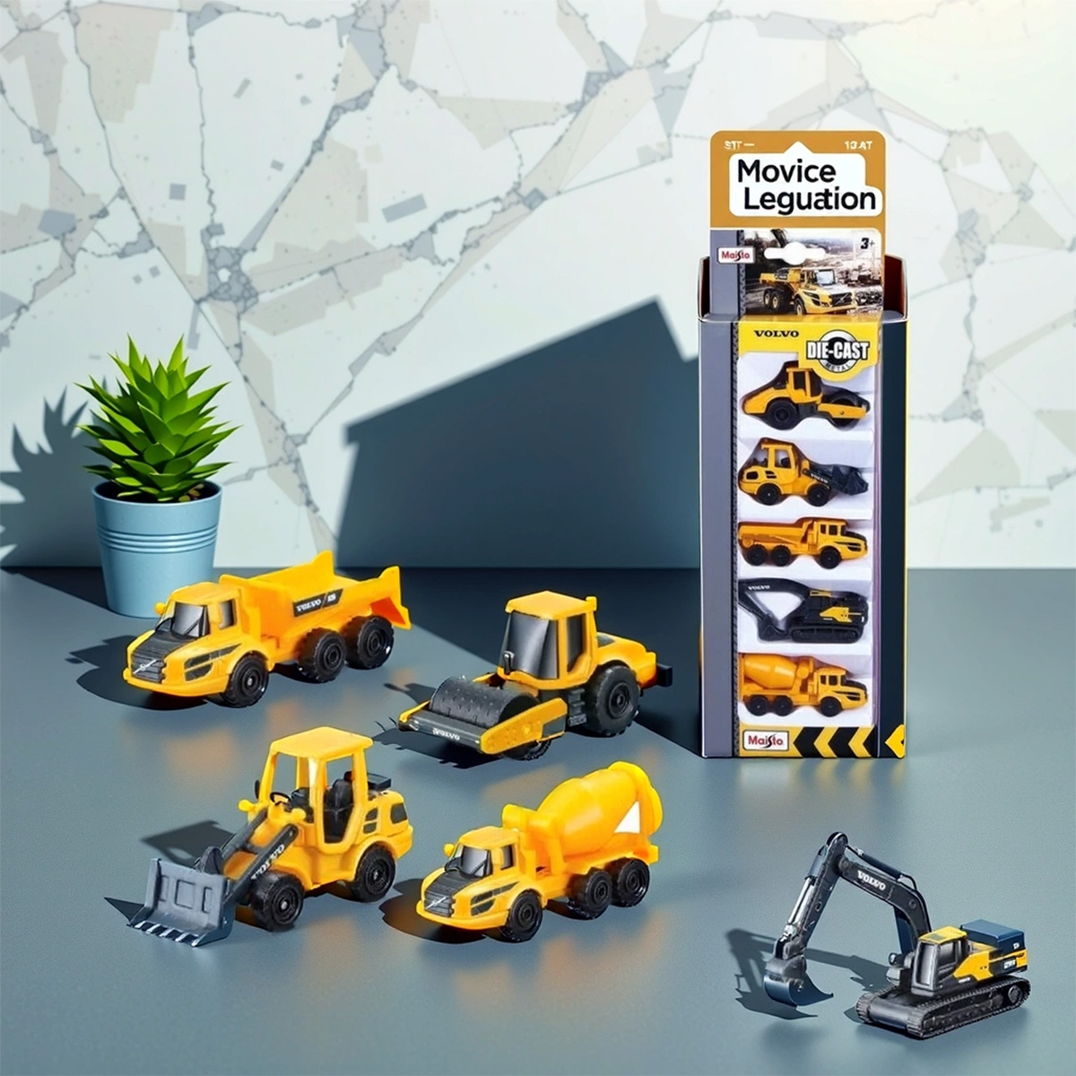 Maisto 3" Volvo Construction Diecast Vehicle Boys, 3-4 Years, Pack of 5