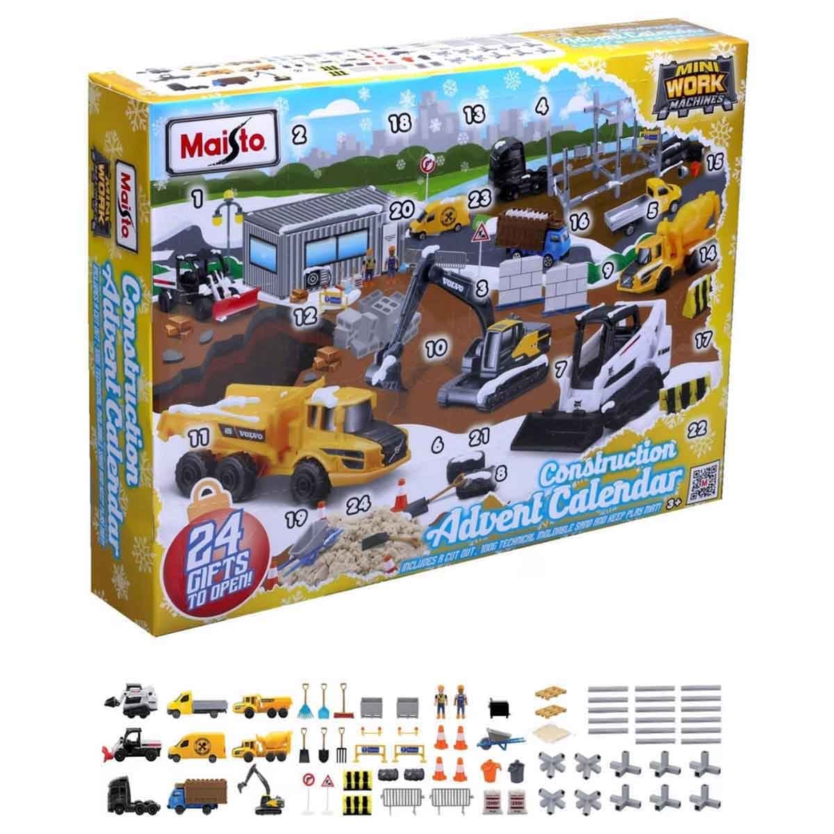 Maisto Advent Calendar Mini Work Machines Playset Unisex, 3-4 Years