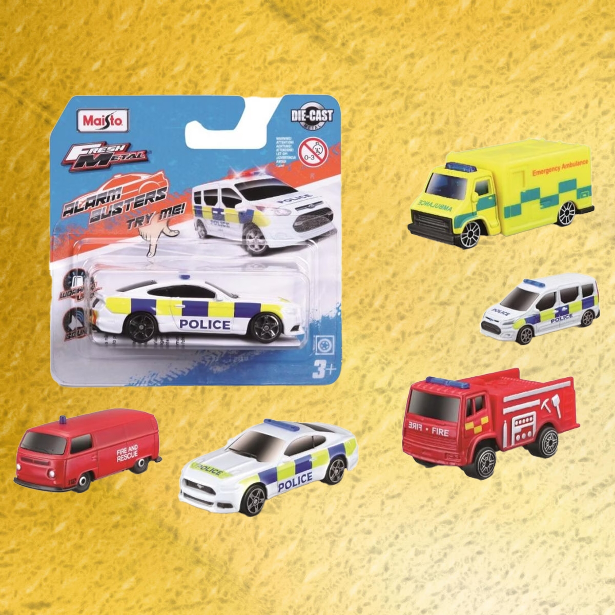 مايستو سيارة مصبوبة معدنية أليرم باستر للجنسين، 3-4 سنوات