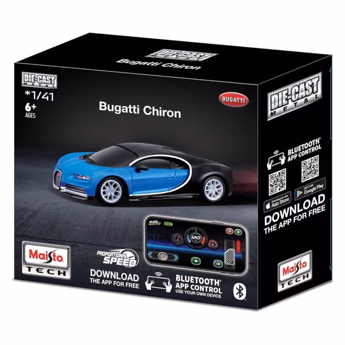 Maisto Bugatti Chiron 1:41 Scale Bluetooth R/C Cars Boys, 5-7 Years