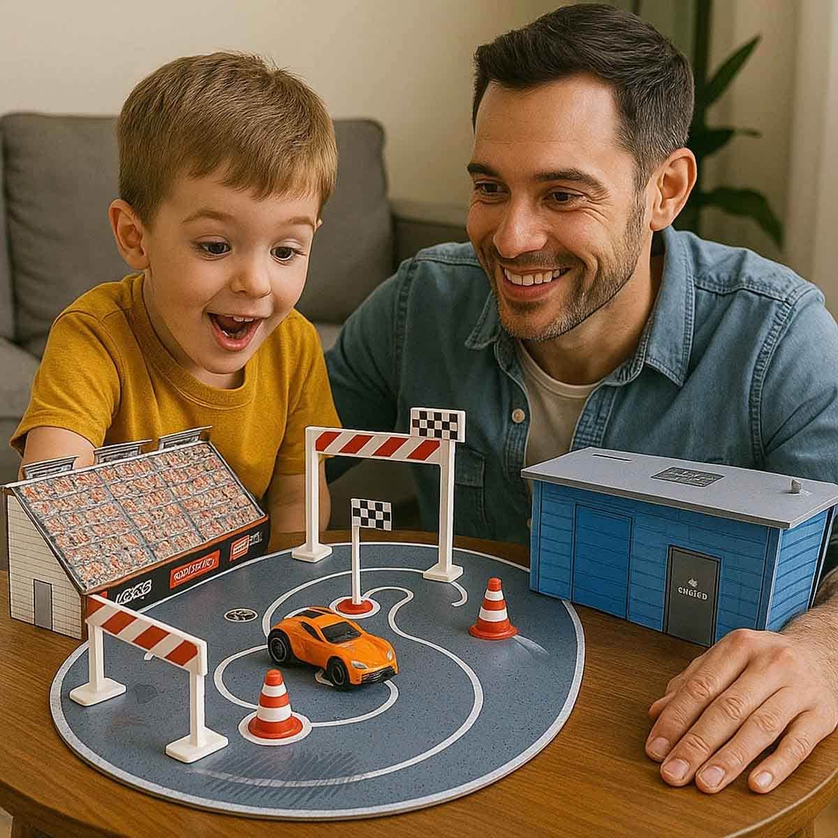 Maisto Build-N-Play Figure 8 Race Track Playset & Fresh Metal Diecast Vehicle Bundle Boys, 3-4 Years