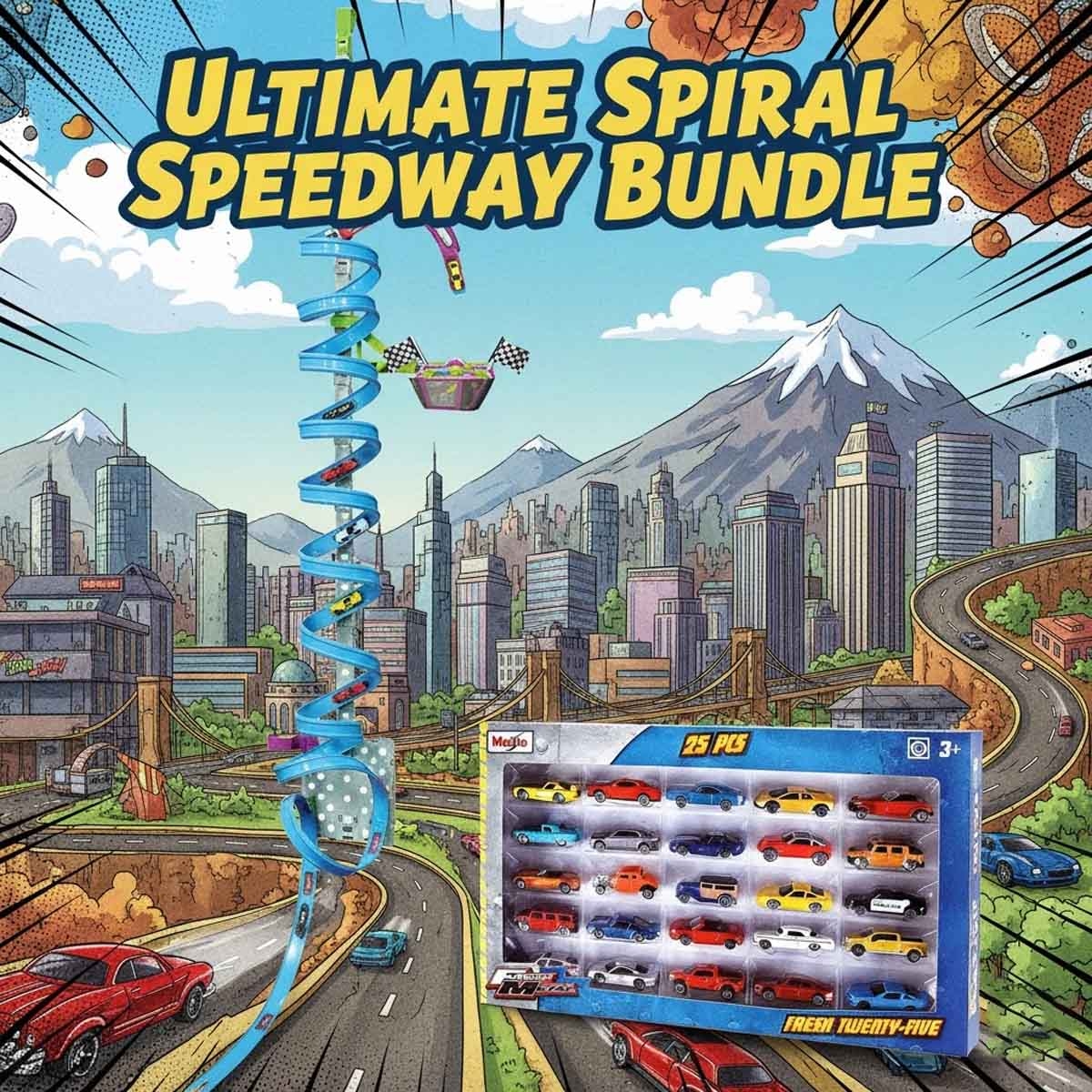 مايستو مجموعة مسار إطلاق عمودي سايبر ريسر مع سيارة دايكاست، للجنسين، 3-4 سنوات