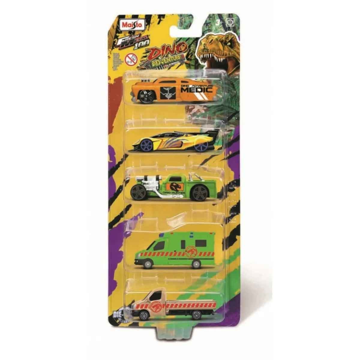 Maisto Dinotropolis Mega Car Playset & Dino Adventure Mini Diecast Car Bundle Boys, 3-4 Years