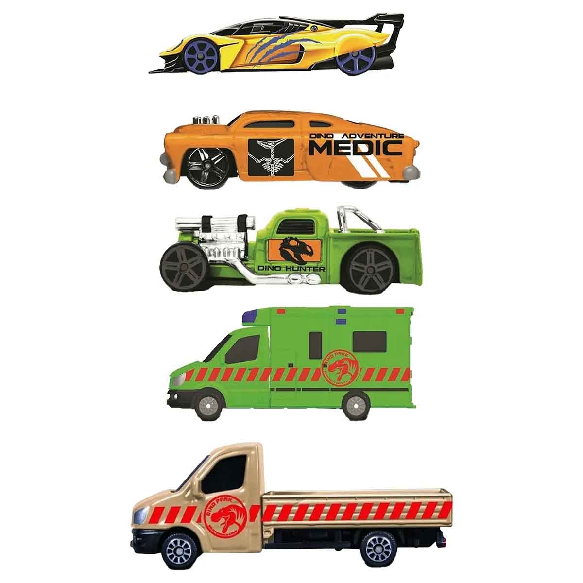 Maisto Dinotropolis Mega Car Playset & Dino Adventure Mini Diecast Car Bundle Boys, 3-4 Years