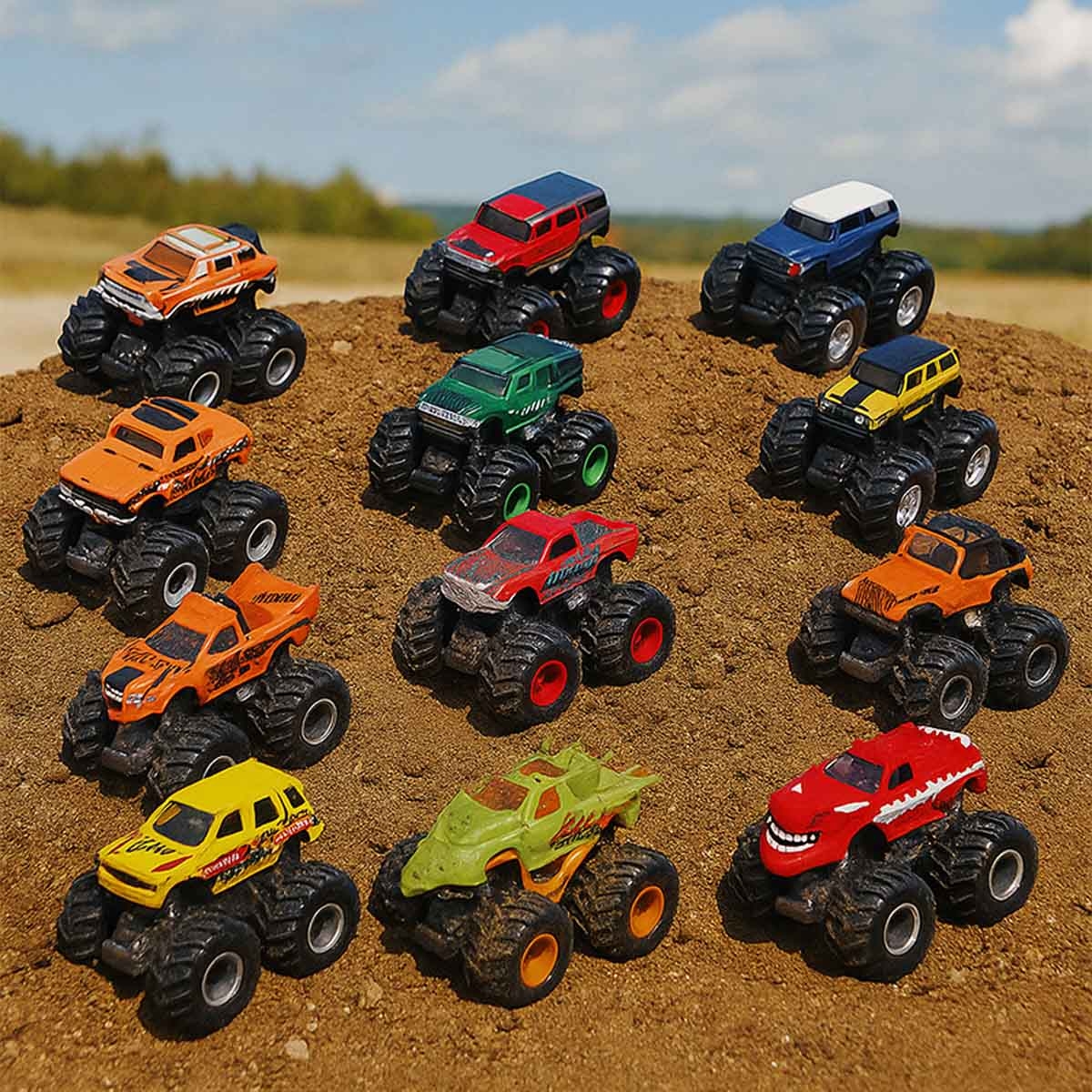 مايستو مجموعة سيارات الأرض الصادمة القابلة للتجميع للأولاد، 3-4 سنوات، مجموعة من 24