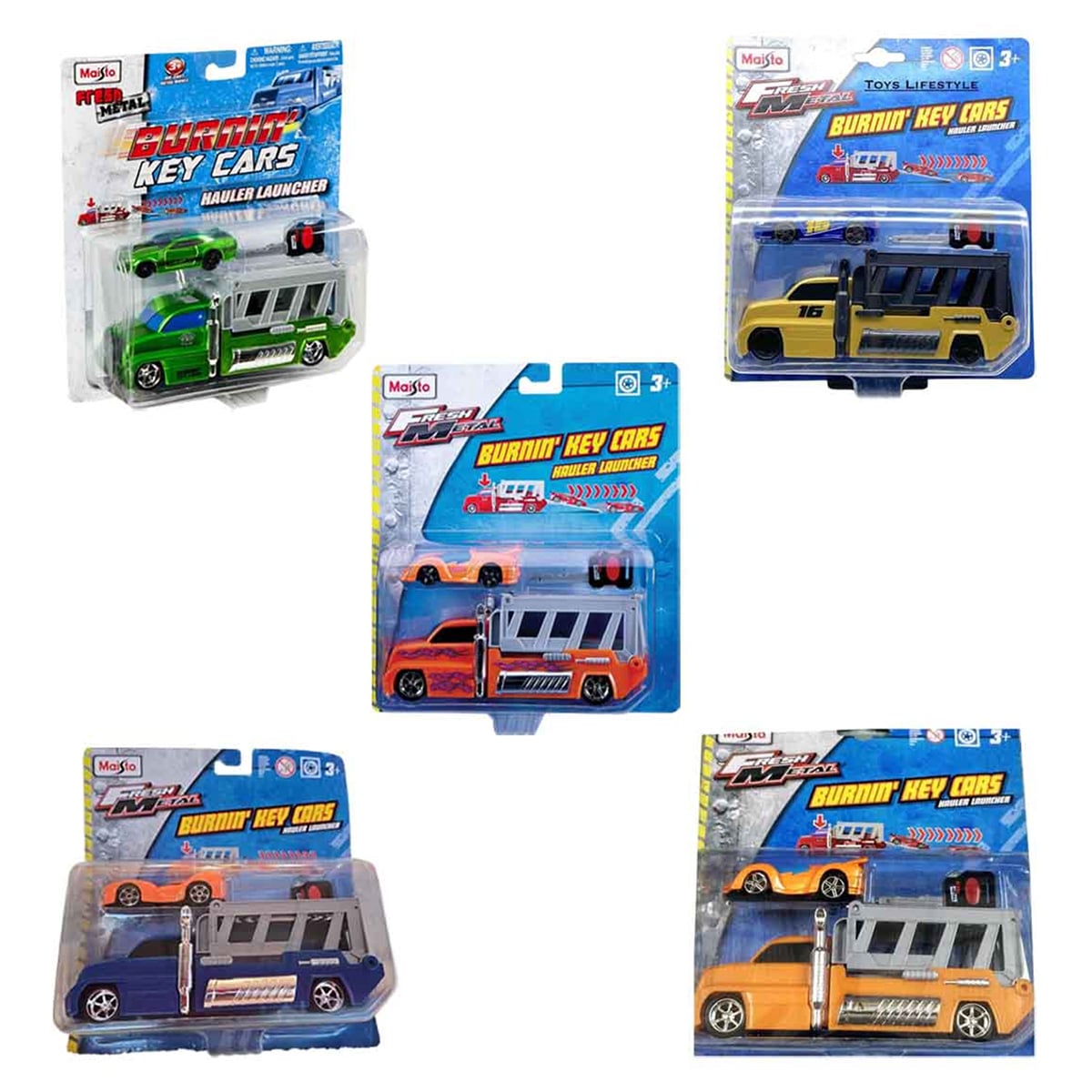 Maisto Fresh Metal Assorted Burnin Key Cars Diecast Hauler Launcher Boys, 3-4 Years
