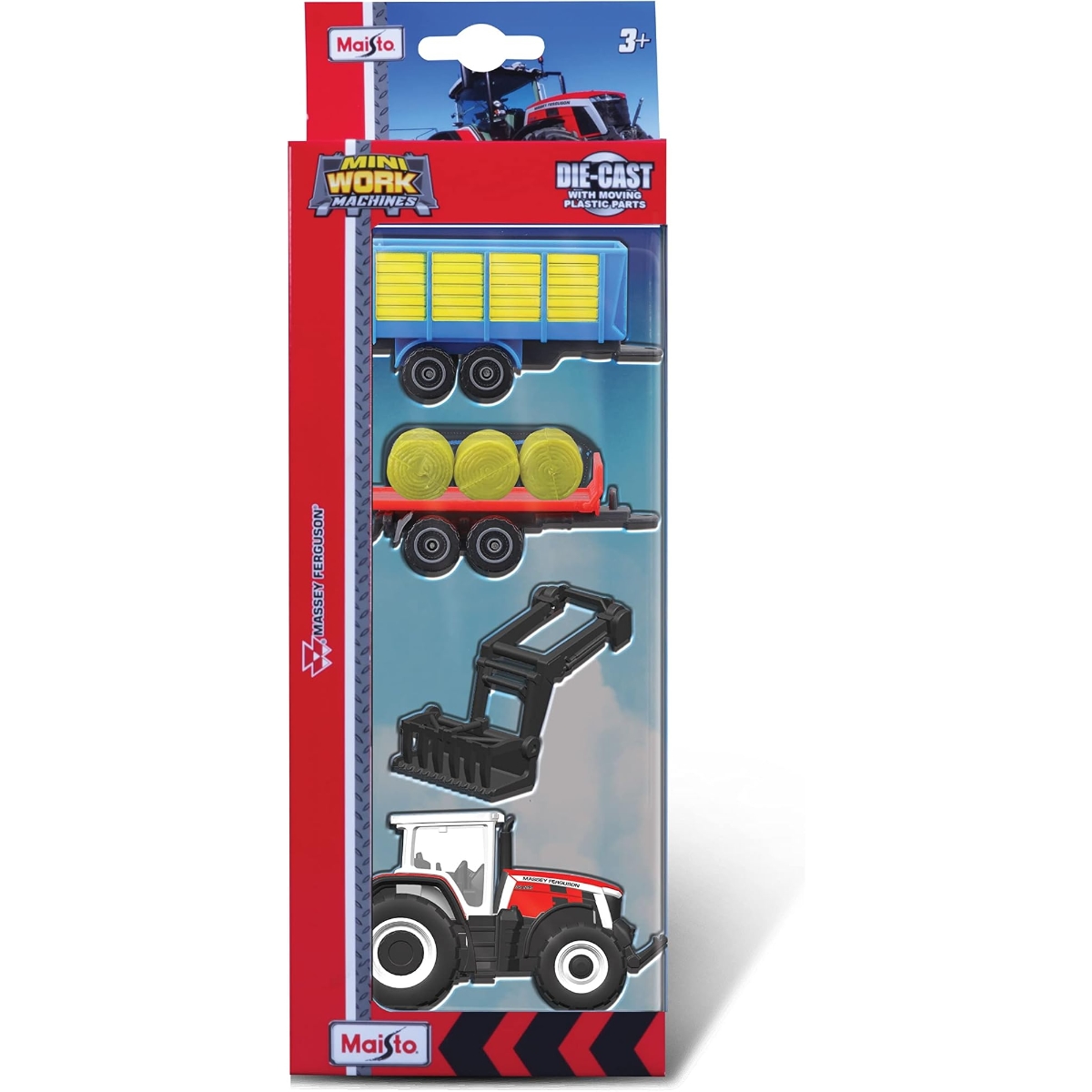 مايستو مركبات مصبوبة معدنية متنوعة ميني ورك ماشينز فارم للأولاد، 3-4 سنوات، مجموعة من 4
