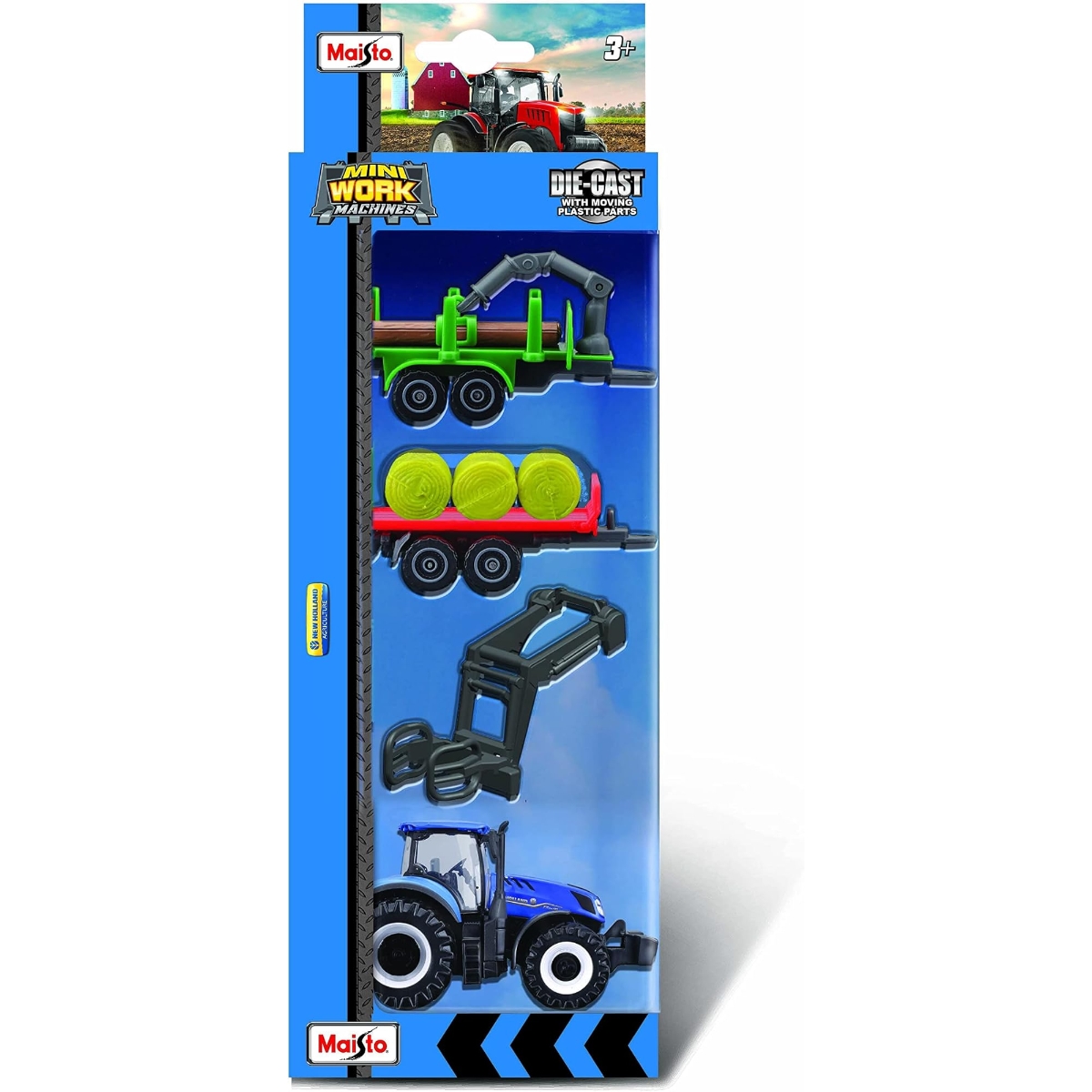 مايستو مركبات مصبوبة معدنية متنوعة ميني ورك ماشينز فارم للأولاد، 3-4 سنوات، مجموعة من 4
