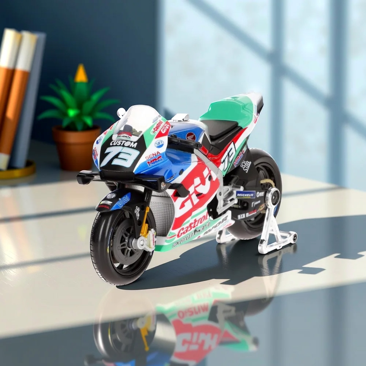 مايستو دراجة نارية موتو جي بي LCR هوندا RC2 بمقياس 1:18 معدنية، للأولاد، من عمر 3 إلى 4 سنوات