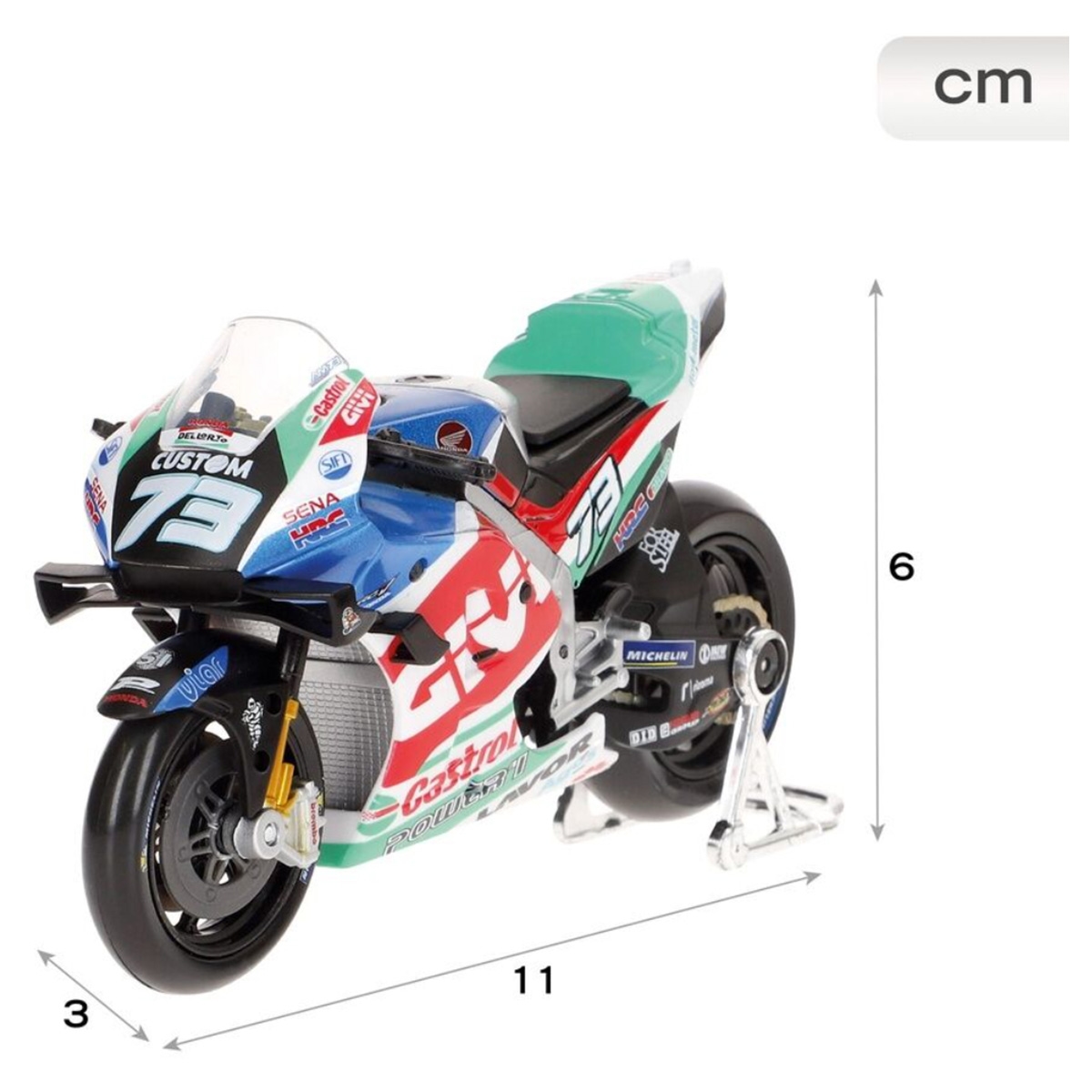 مايستو دراجة نارية موتو جي بي LCR هوندا RC2 بمقياس 1:18 معدنية، للأولاد، من عمر 3 إلى 4 سنوات