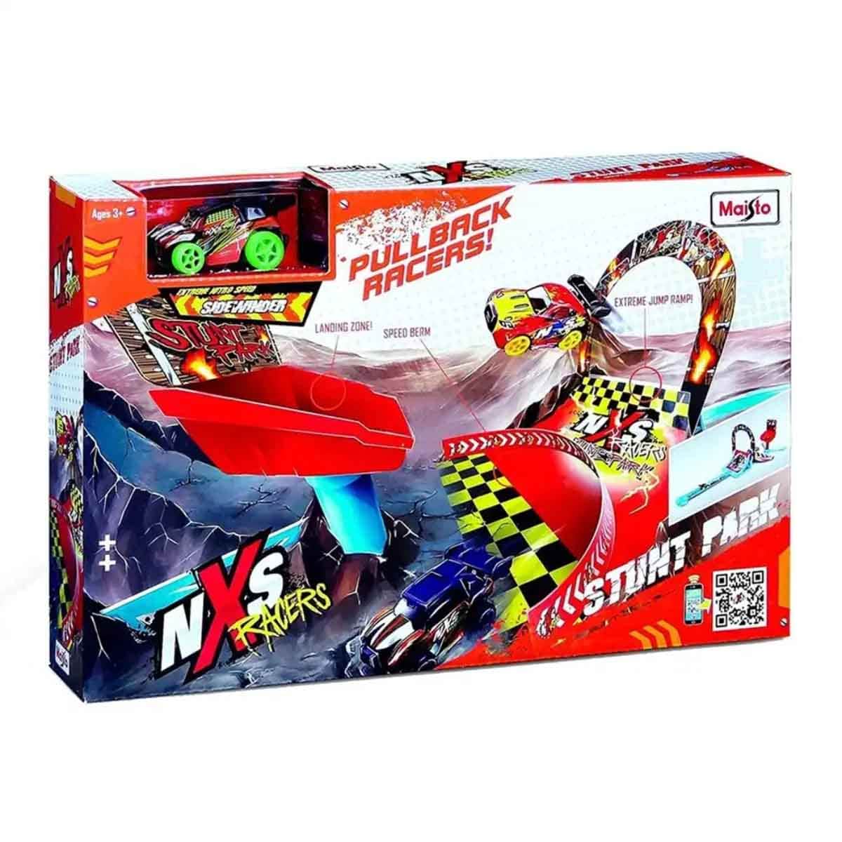 Maisto NXS Racers Stunt Park Car Track Playset & Fresh Metal Diecast Car Bundle Boys, 3-4 Years