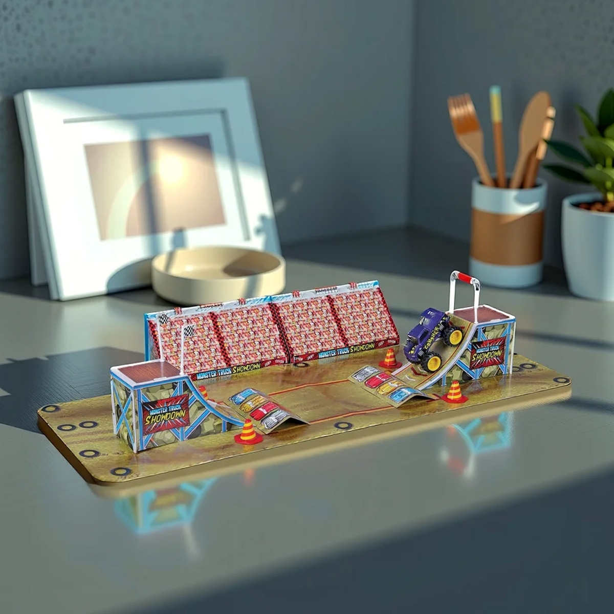 مايستو مجموعة لعب حلبة الشاحنات الضخمة للبناء واللعب للأولاد، 3-4 سنوات