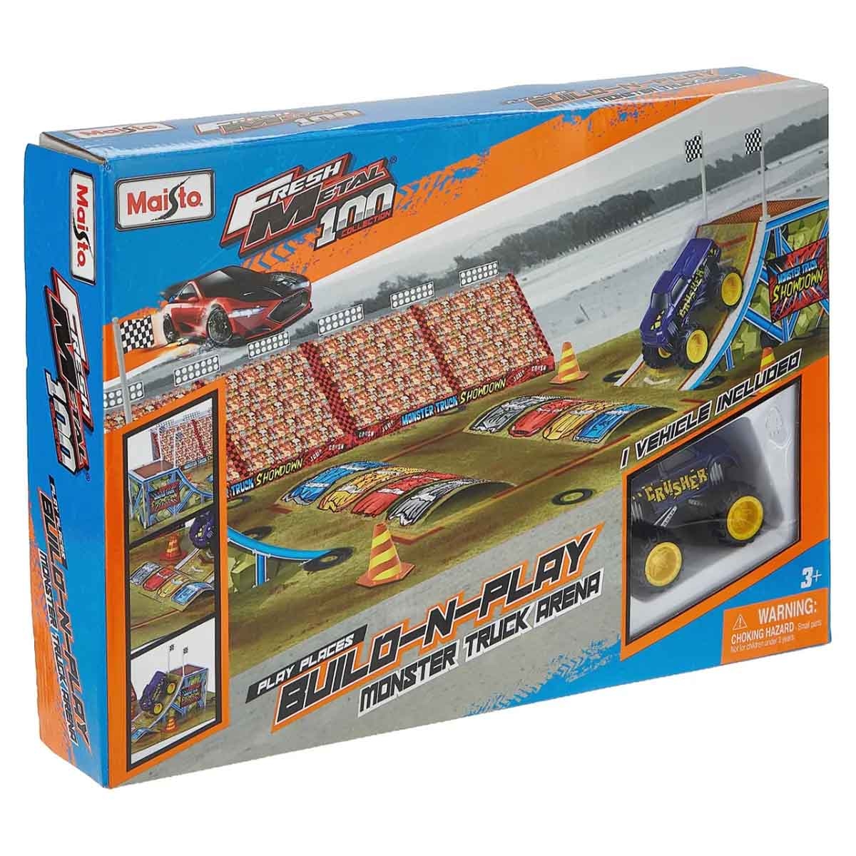 مايستو مجموعة ساحة شاحنات مونستر للتركيب واللعب مع سيارة دايكاست فريش ميتال، للأولاد، 3-4 سنوات