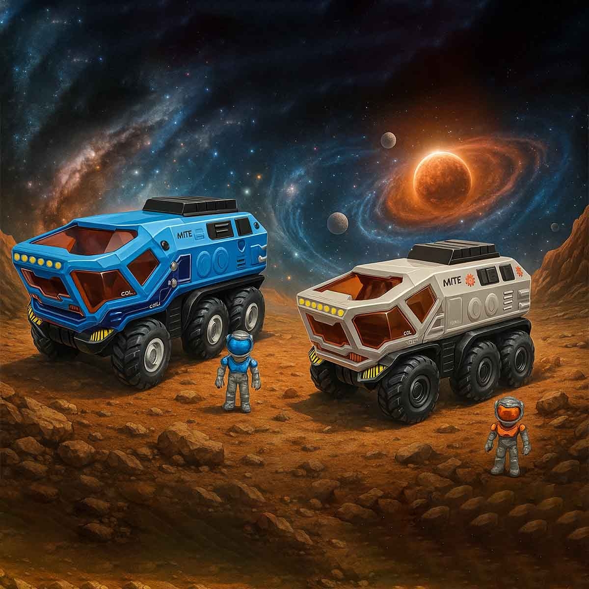 مايستو مستكشفو الفضاء 6x6 مركبات متنوعة مع رائد فضاء للأولاد، 3-4 سنوات