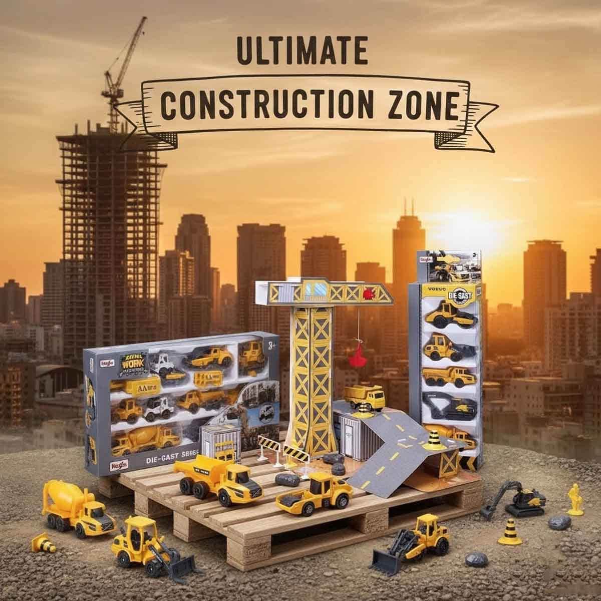 Maisto Volvo & Bobcat Mini Vehicle with Build-N-Play Construction Playset Bundle Boys, 3-4 Years