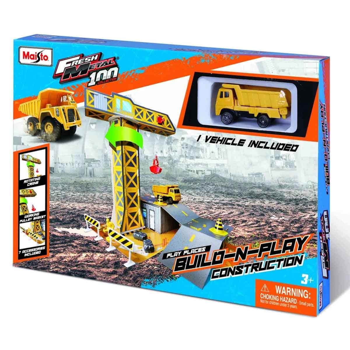 Maisto Volvo & Bobcat Mini Vehicle with Build-N-Play Construction Playset Bundle Boys, 3-4 Years