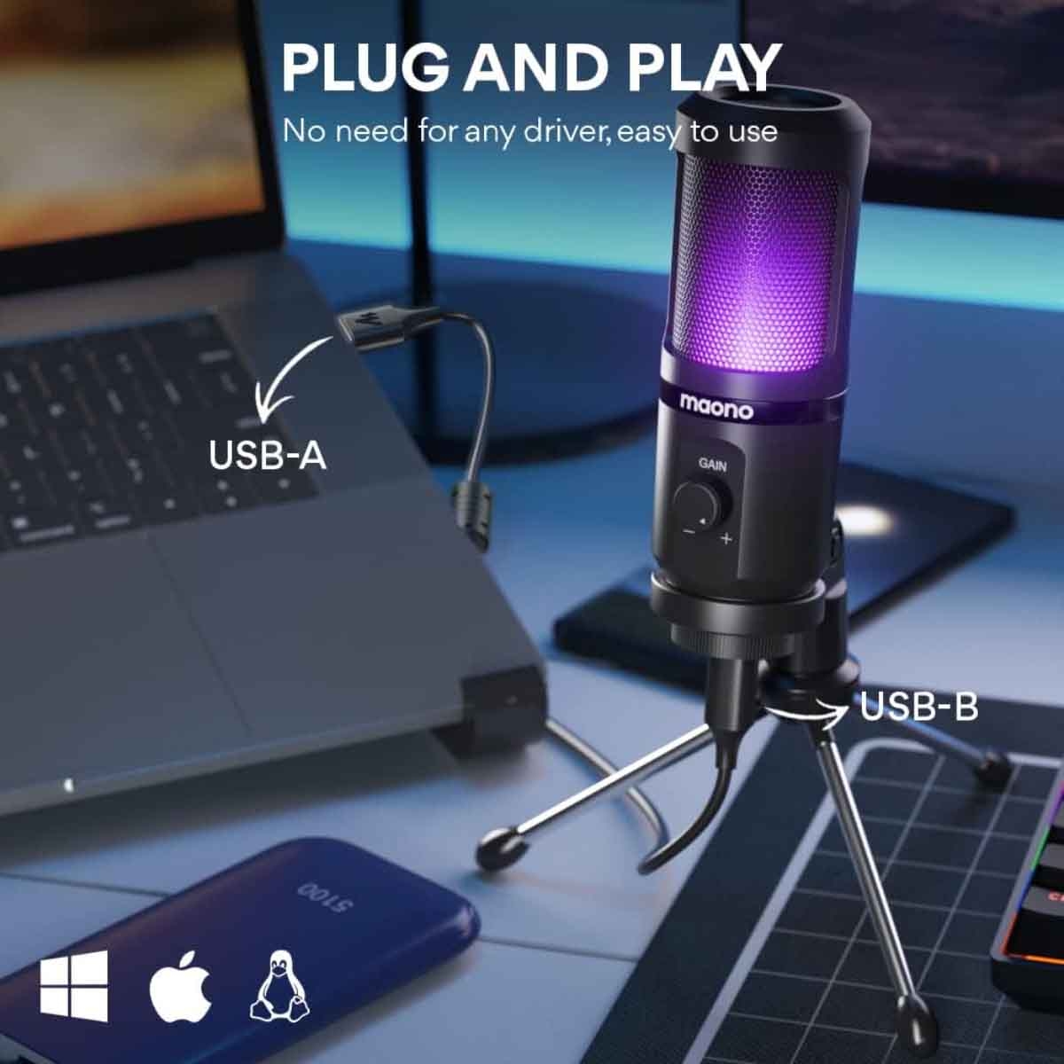 Maonocaster AU-PM461TR RGB USB Gaming Microphone