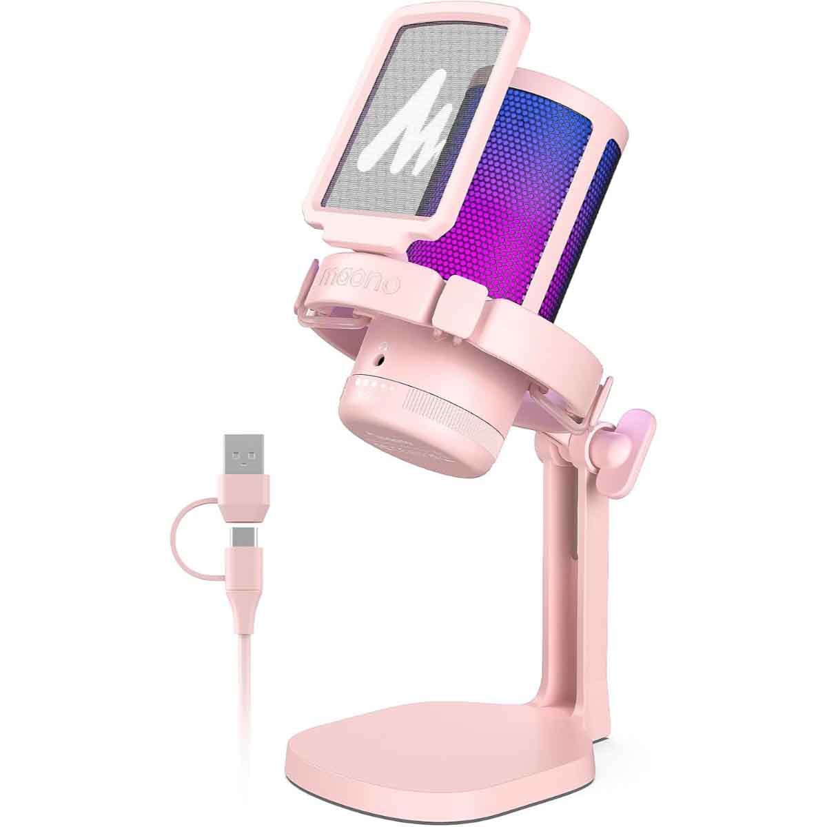 Maonocaster Pink DM20 GamerWave USB RGB Gaming Microphone