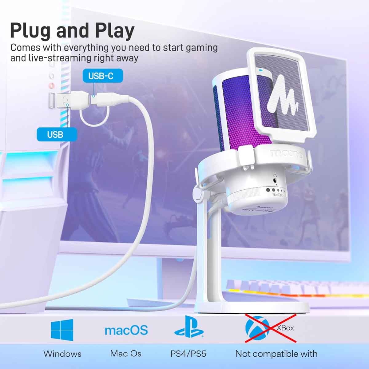 ماونوكاستر DM20 أسود مايك ألعاب RGB GamerWave USB
